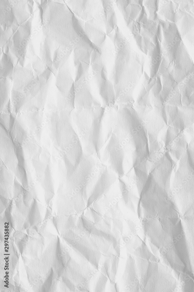 Fototapeta premium Blank white creased crumpled paper texture background old grunge ripped torn vintage collage posters placards empty space text backdrop