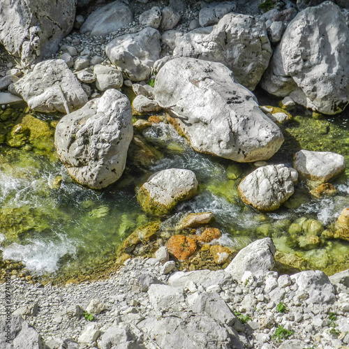 Rocks and stones in the river.