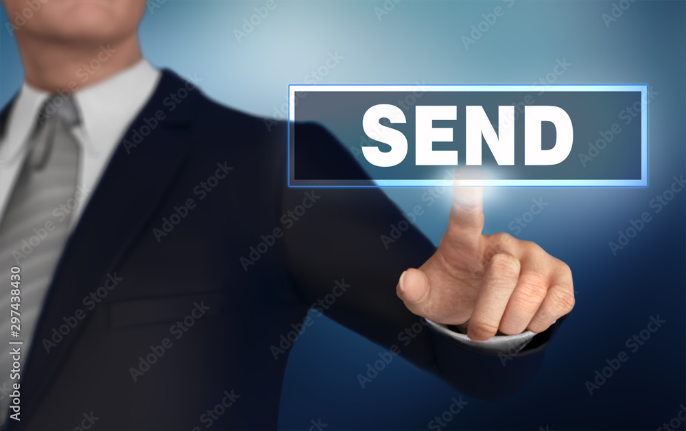 send pushing concept 3d illustration send pushing concept 3d illustration