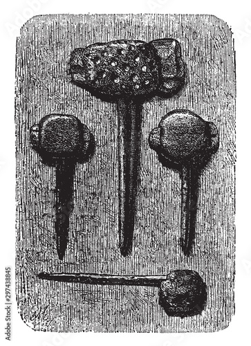 Hatchets, vintage illustration.