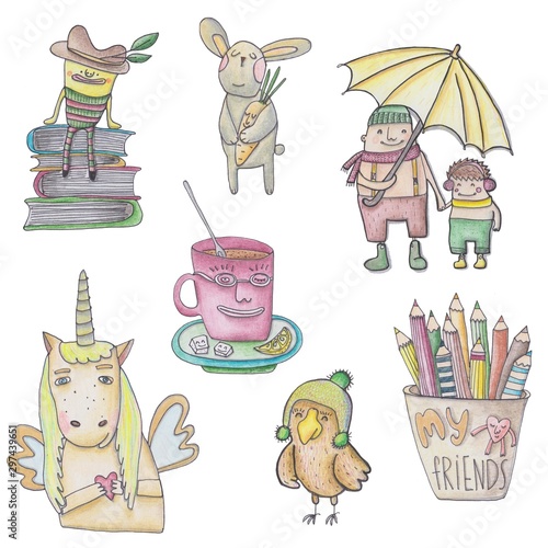 set of cute pictures for your design