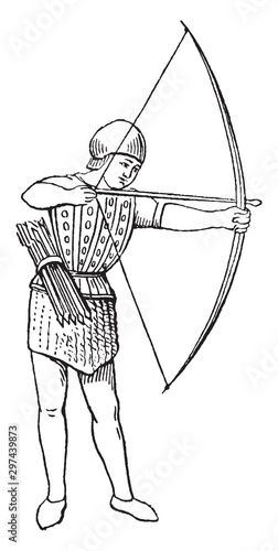 Archer in 15th century England, vintage illustration.