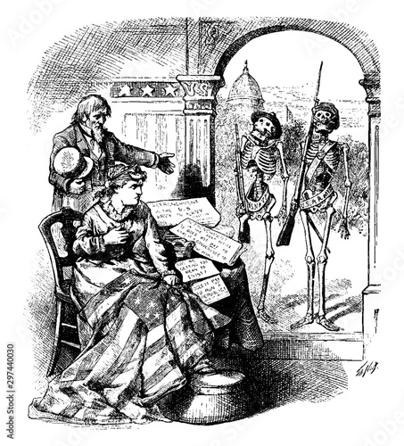 Retrenchment of U.S. Armed Forces, vintage illustration