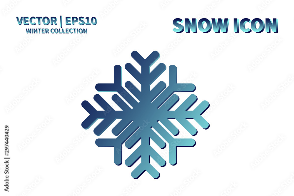 Snowflake vector icon. Christmas and winter snow flake element. Isolated flat new year holiday decoration illustration. Cold weather object design silhouette symbol