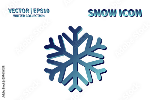 Snowflake vector icon. Christmas and winter snow flake element. Isolated flat new year holiday decoration illustration. Cold weather object design silhouette symbol