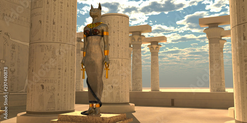 Egyptian God Bastet Statue - Bastet was an Egyptian goddess that was a lioness warrior and worshipped in the Old Kingdom. photo