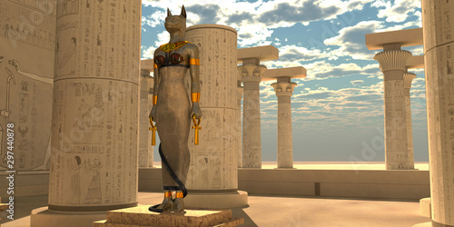Tableau sur toile Egyptian God Bastet Statue - Bastet was an Egyptian goddess that was a lioness warrior and worshipped in the Old Kingdom