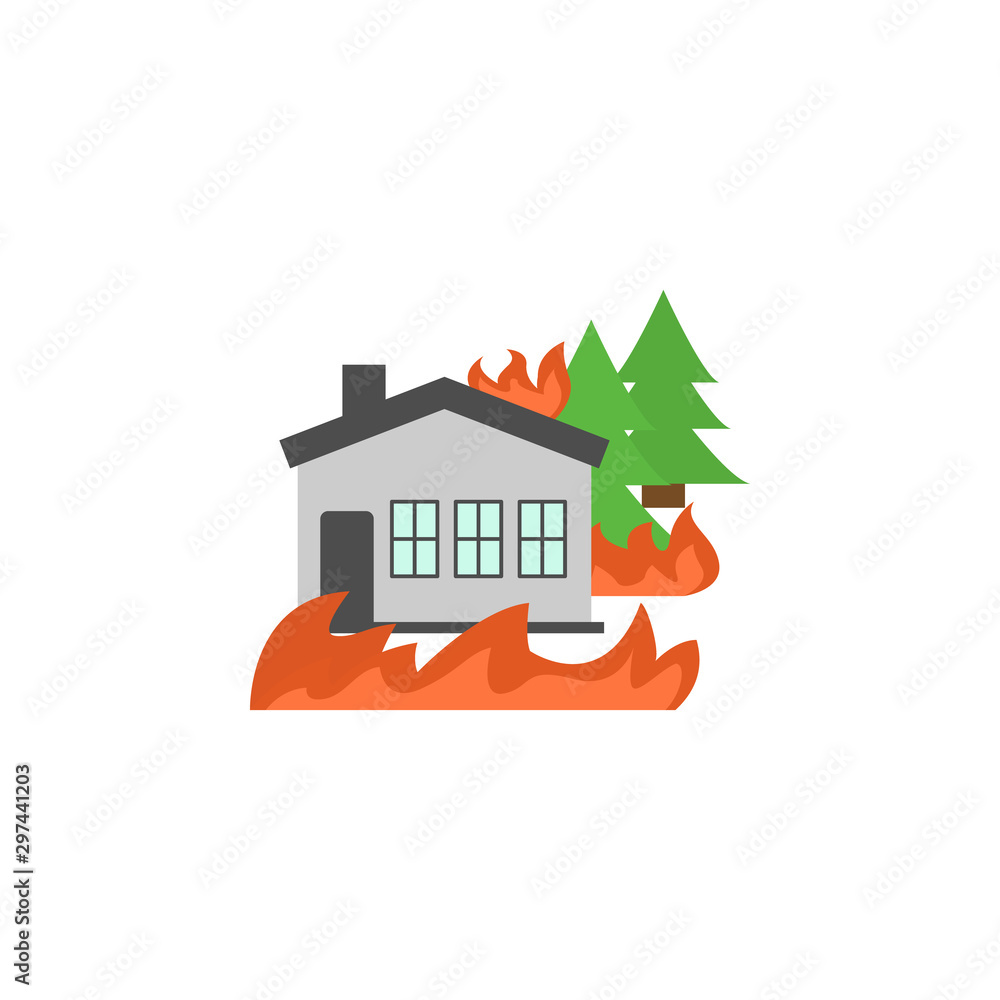 Wildfire, house, fire icon. Simple line, outline vector of wildfires icons for ui and ux, website or mobile application
