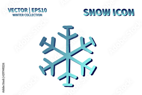 Snowflake vector icon. Christmas and winter snow flake element. Isolated flat new year holiday decoration illustration. Cold weather object design silhouette symbol