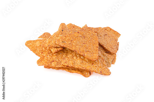 Crispy Fish Snacks isolated on the white background with clipping path photo