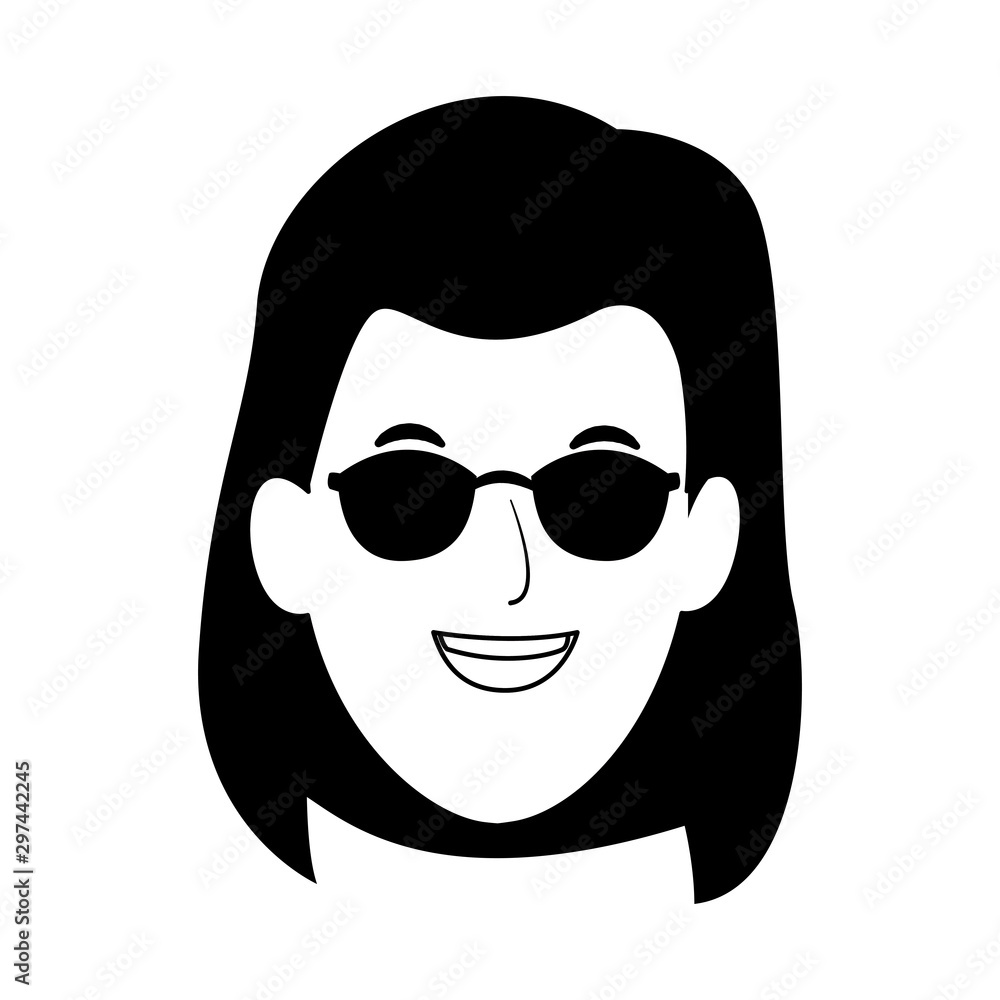 cool woman with sunglasses icon, flat design cool woman with sunglasses icon, flat design