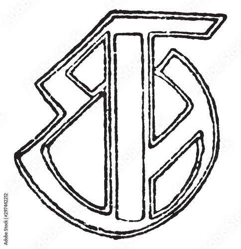 G, Old English, vintage illustration