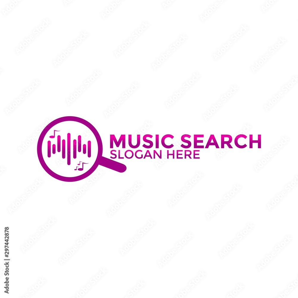 Search Music logo vector template isolated on white background Search Music logo vector template isolated on white background
