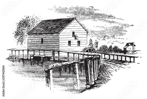 Brower's Mill,vintage illustration photo