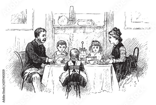 Dinner, vintage illustration