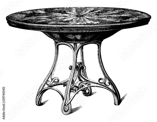 Table Top and Table, vintage illustration.