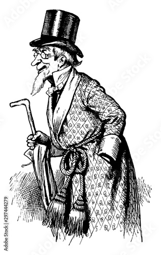 Man in Robe with Top Hat, vintage illustration