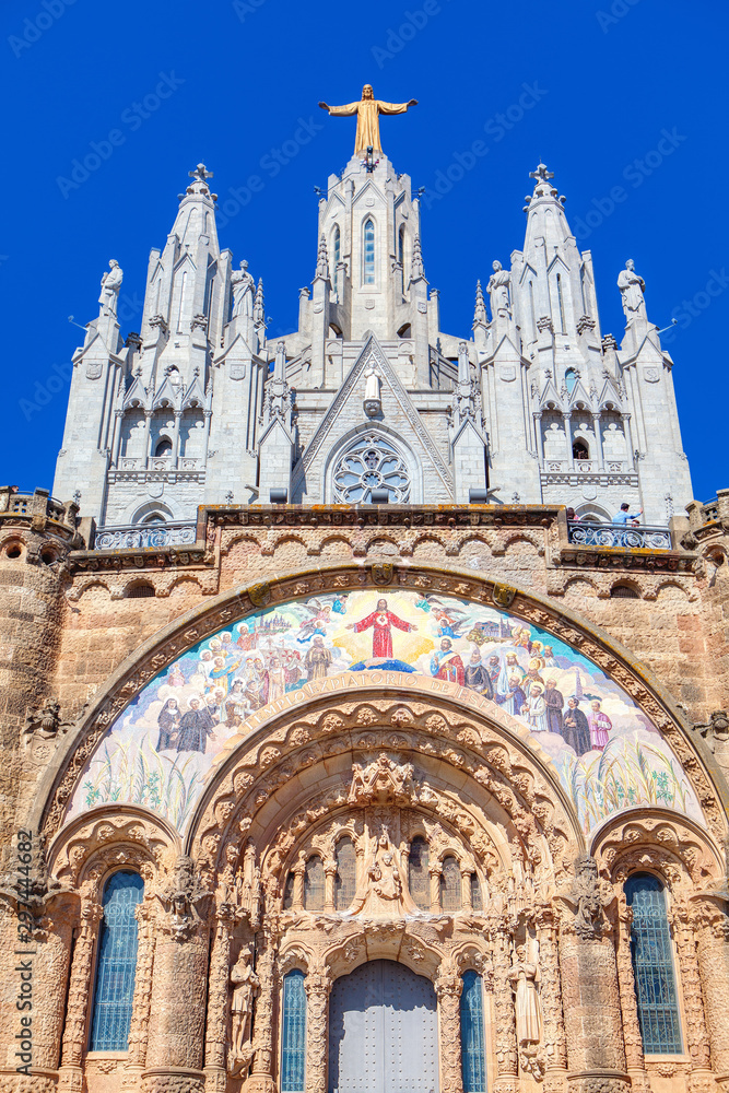 Temple of the Sacred Heart of Jesus on Tibidabo mountain in Barcelona 