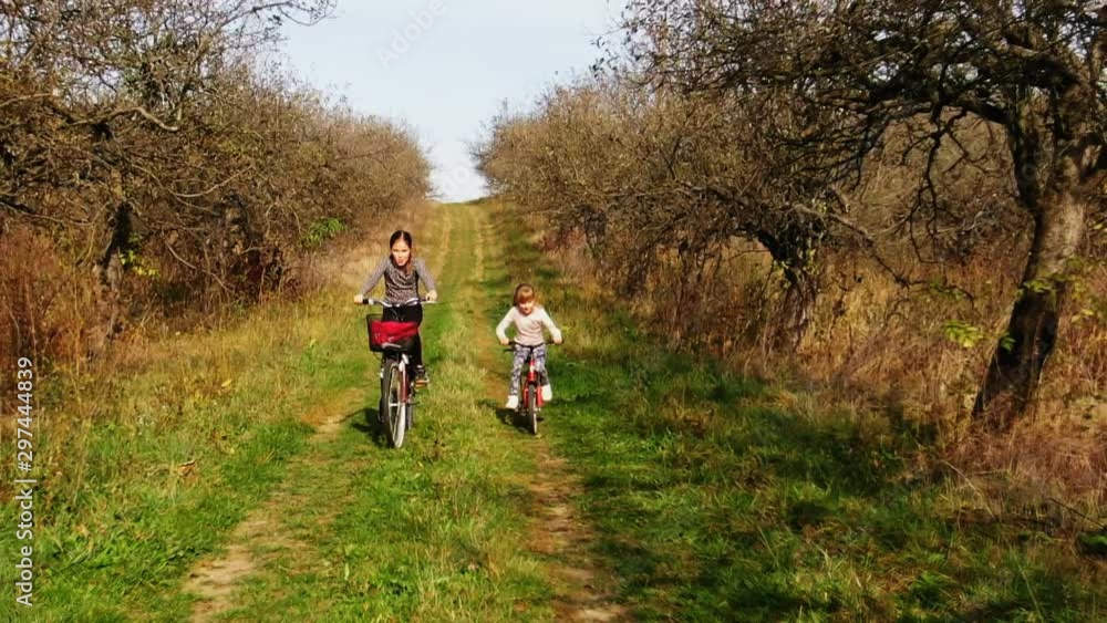 Aerial view slow motion cute girls having ride together in rural landscape FullHD 120p Aerial view slow motion cute girls having ride together in rural landscape FullHD 120p