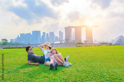 SINGAPORE CITY , SINGAPORE : APRIL 19, 2019 : Tourists are traveling happily in Singapore.