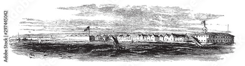 Charleston Harbor, vintage illustration.