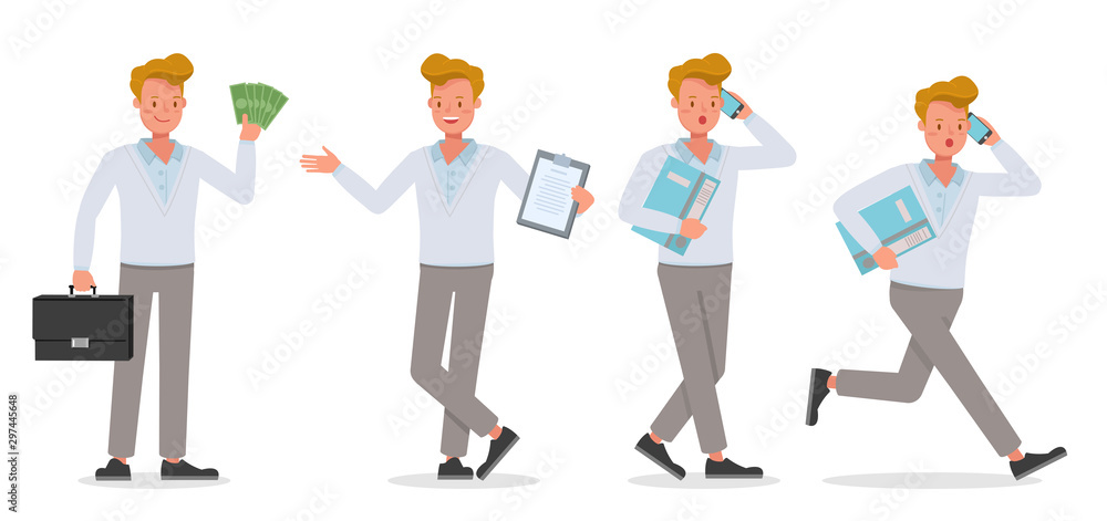 Businessman working character vector design no60 Businessman working character vector design no60