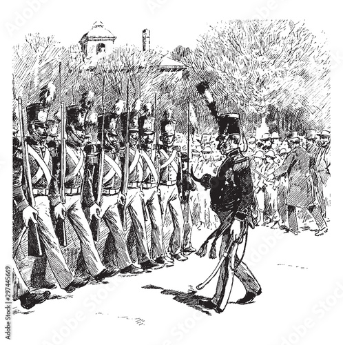 Butler Guards, vintage illustration