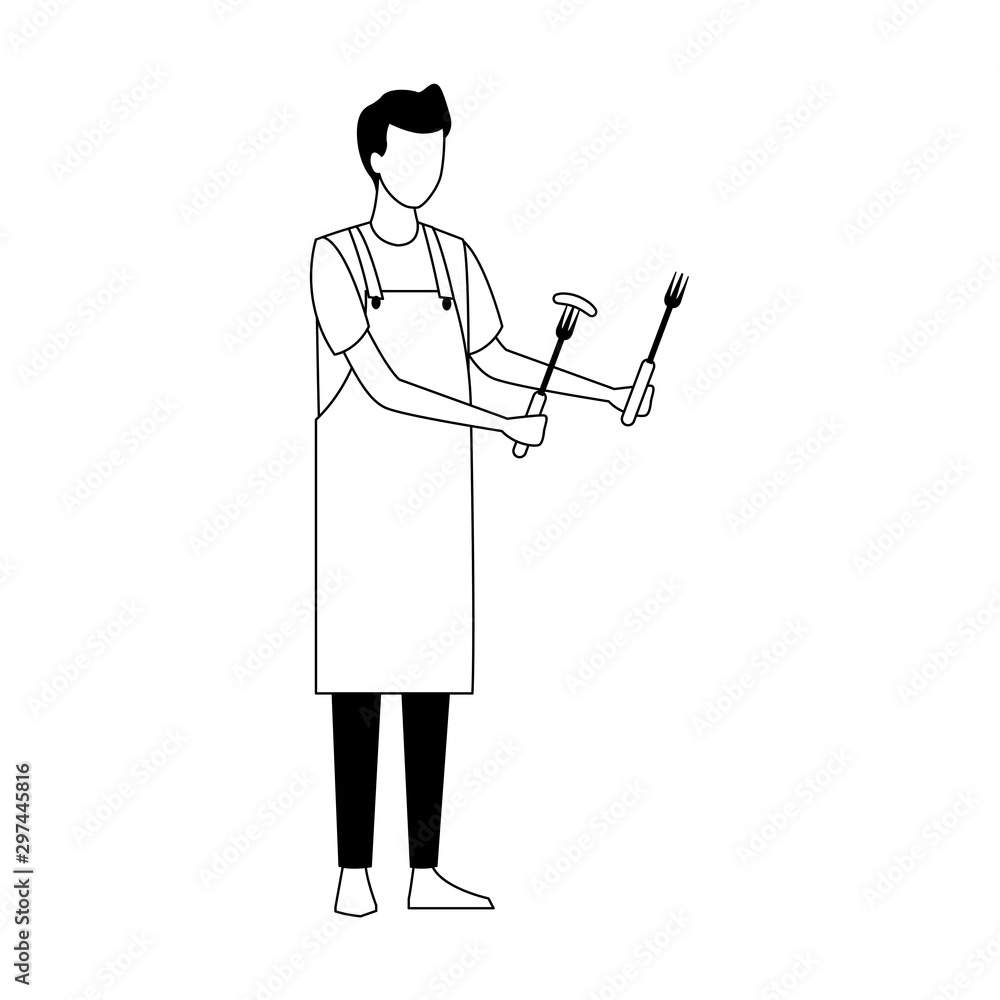 avatar man wearing apron, flat design avatar man wearing apron, flat design