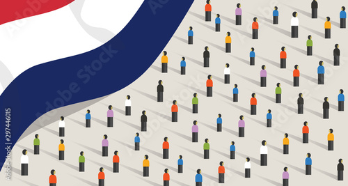 Netherlands independence anniversary celebration and unity. People of Netherlands crowd group of people standing protesting together stand gathering in public