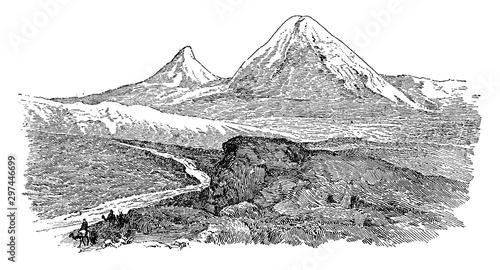 Mount Ararat, vintage illustration.