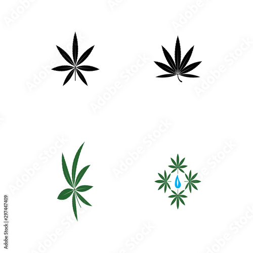 Fototapeta Naklejka Na Ścianę i Meble -  Set Cannabis Logo Template vector symbol