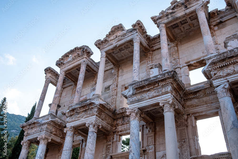 Celsus Library is in ruins of Ephesus Ancient City, Efes Town, Turkey