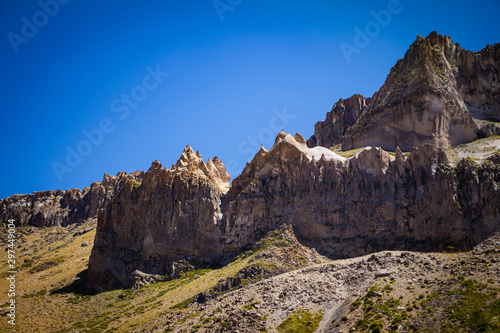 Landscape of the Andes mountain range. Mountains in the Argentine Republic.