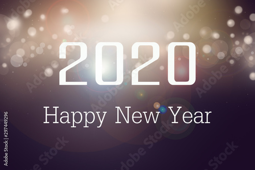 happy new year 2020 and bokeh lights for New year banner