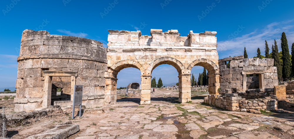 Frontinus Gate is in ruins of Hierapolis Ancient City Theather