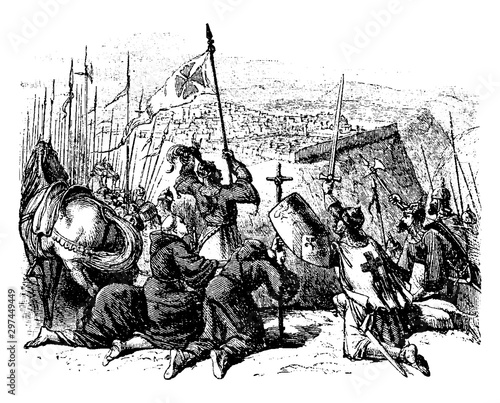 Crusaders, vintage illustration.