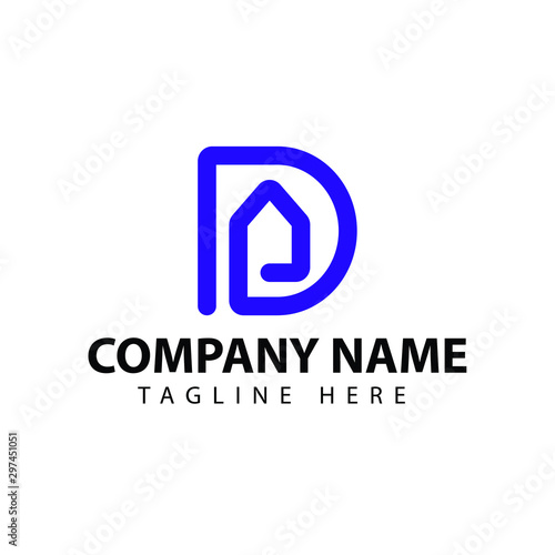 Blue D Logo Vector Design