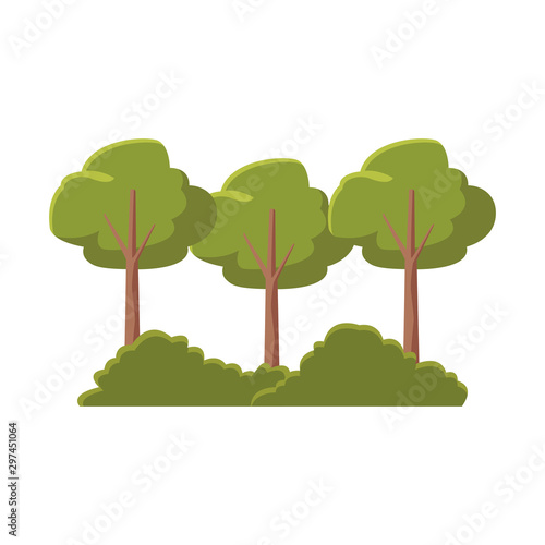 trees and bushes icon, flat design