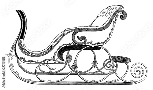 Sleigh, vintage illustration.