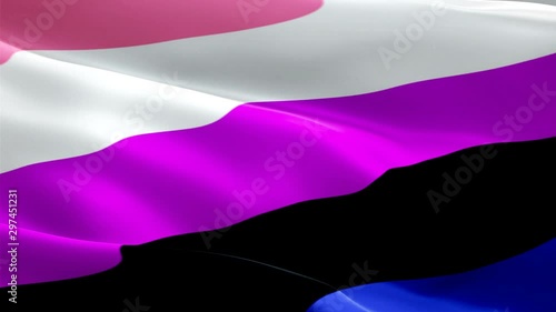 Rainbow Genderflexible Pride Flag video waving in wind.  Genderfluid Flag background Genderfluid play,fantasies. Rainbow Pride heteroflexible Flag Looping Closeup 1080p Full HD 1920X1080 footage. Rain photo