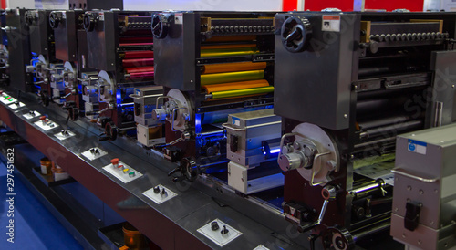 Flexography printing or Flexo used for packaging, labels, tape, bags, boxes and banners. Printing industry