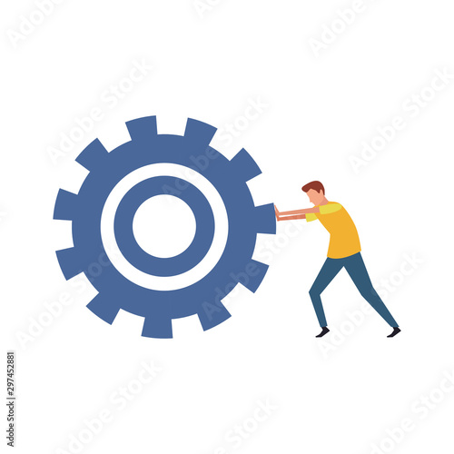 avatar man pushing big gear wheel