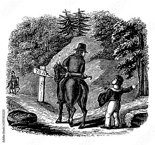 Be Sure Your Right, Then Go Ahead, vintage illustration