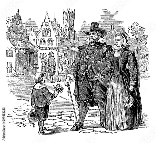 A Dutchmen of the Olden Time,vintage illustration.