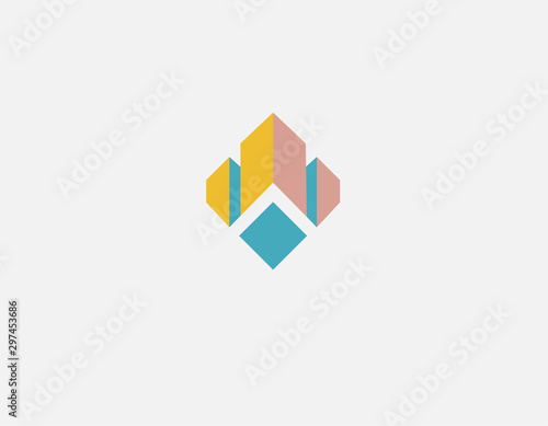 Abstract geometric logo image of buildings for a construction company