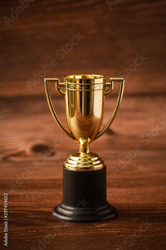 Isolated shot of trophy replica, success concept