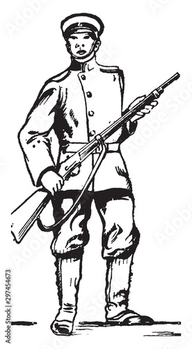 Imperial Japanese soldier, vintage illustration.