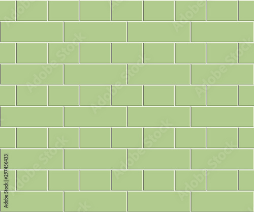 Abstract seamless rectangle pattern. Light green ceramic floor tiles. Concrete brick wall texture, vector illustration