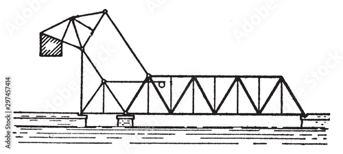 Bridge Strauss Heel trunnion Bascule, vintage illustration. photo