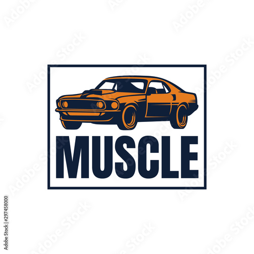 Muscle Car Badge Vector Illustration